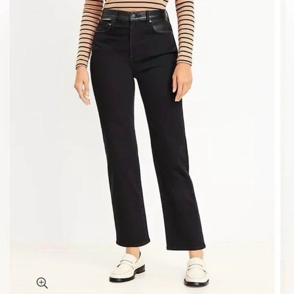 Loft The Straight Black Jeans Faux Leather Women’s 30/10 Chic Streetwear Casual